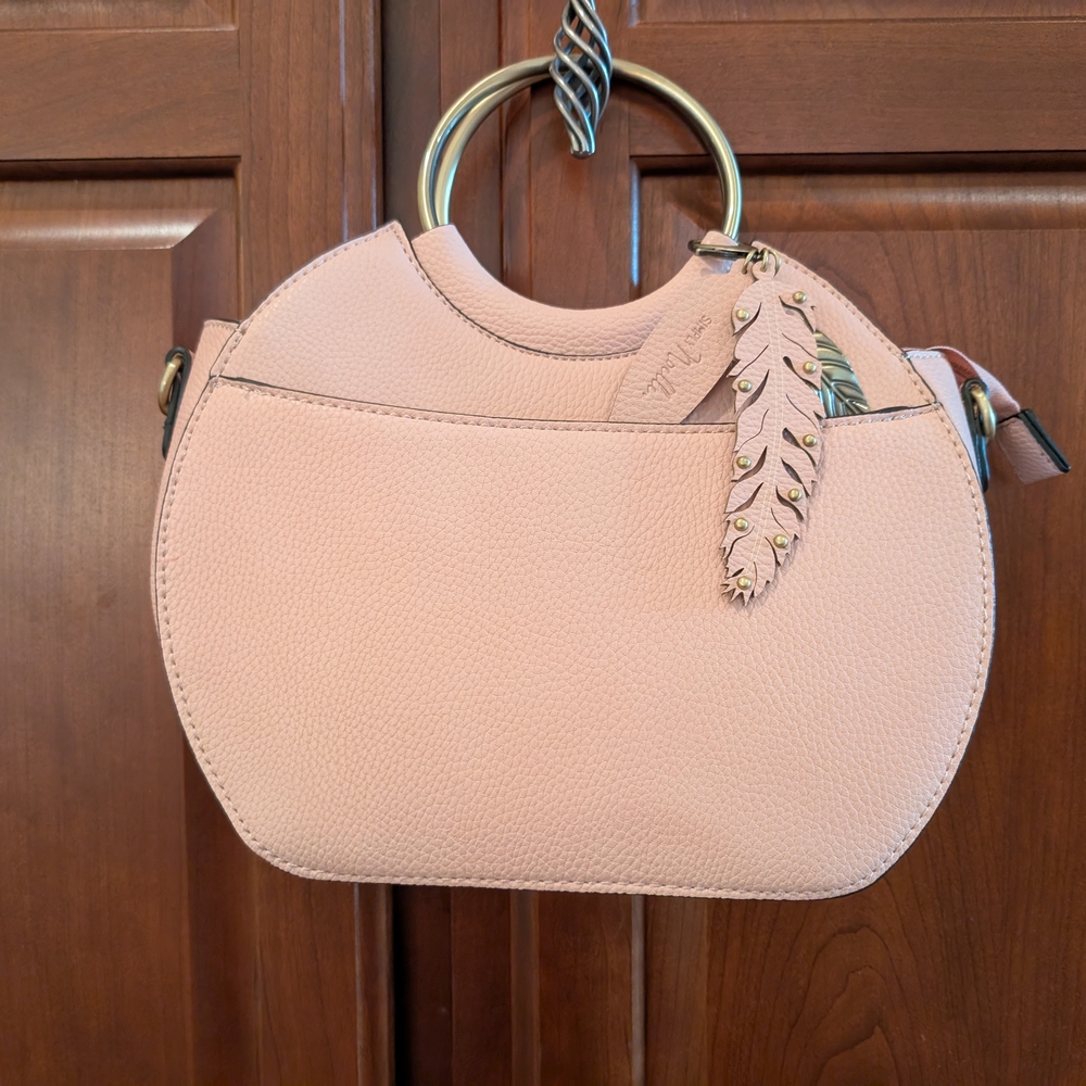 Simply Noelle Pink Faux Leather Handbag Purse with Antique Gold Accents